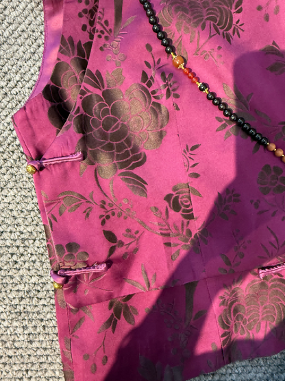 Purple Viscose Jacquard Vest – Modern Chinese Fashion, Lightweight Heritage Vest by LUXE ORIENTA - Luxe Orienta CO., LIMITED