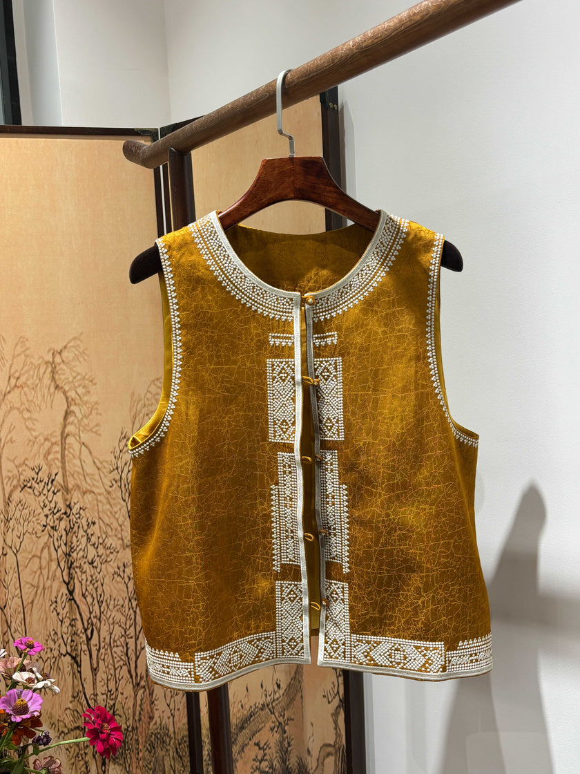 Yellow Viscose Xiangyunsha Vest – Timeless Oriental Radiance by LUXE ORIENTA - Luxe Orienta CO., LIMITED