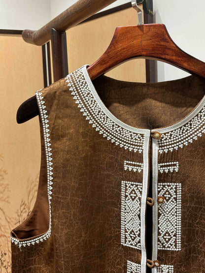 Brown Viscose Xiangyunsha Vest – Refined Oriental Simplicity by LUXE ORIENTA - Luxe Orienta CO., LIMITED