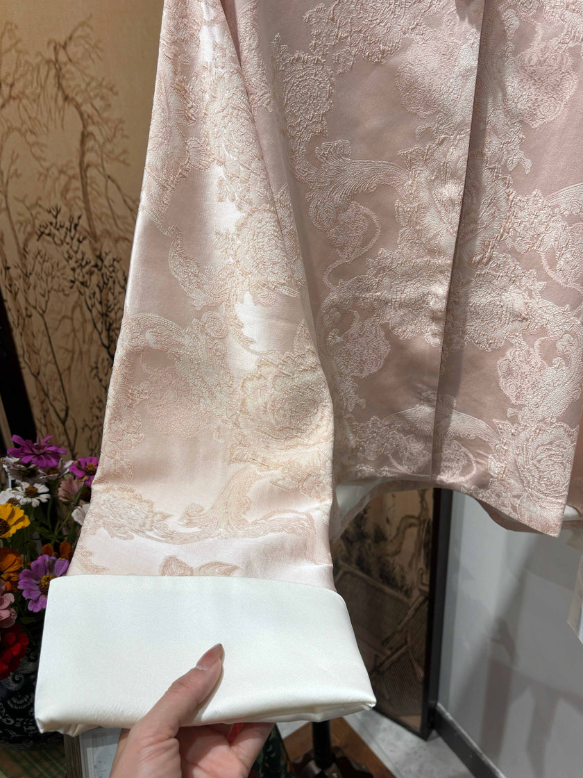 Pink Viscose Jacquard Jacket – Graceful Modern Elegance by LUXE ORIENTA - Luxe Orienta CO., LIMITED