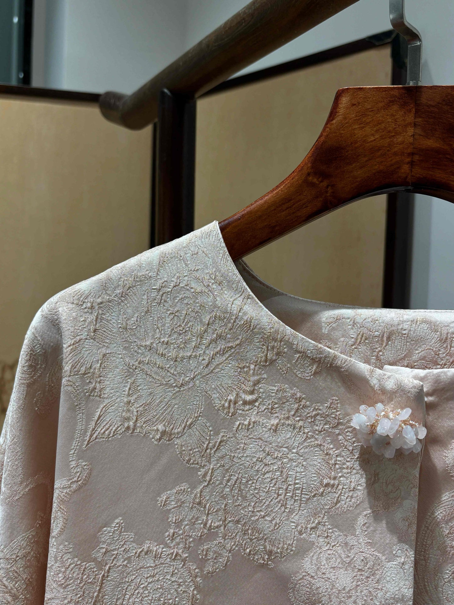 Pink Viscose Jacquard Jacket – Graceful Modern Elegance by LUXE ORIENTA - Luxe Orienta CO., LIMITED