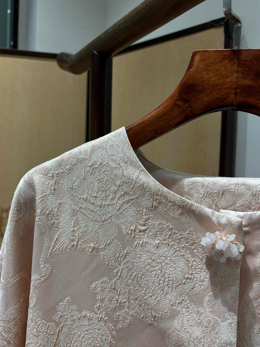 Pink Viscose Jacquard Jacket – Graceful Modern Elegance by LUXE ORIENTA - Luxe Orienta CO., LIMITED