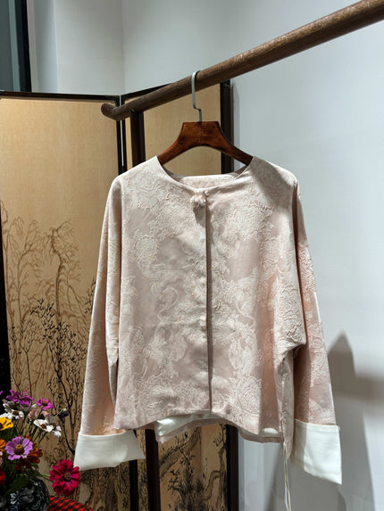 Pink Viscose Jacquard Jacket – Graceful Modern Elegance by LUXE ORIENTA - Luxe Orienta CO., LIMITED