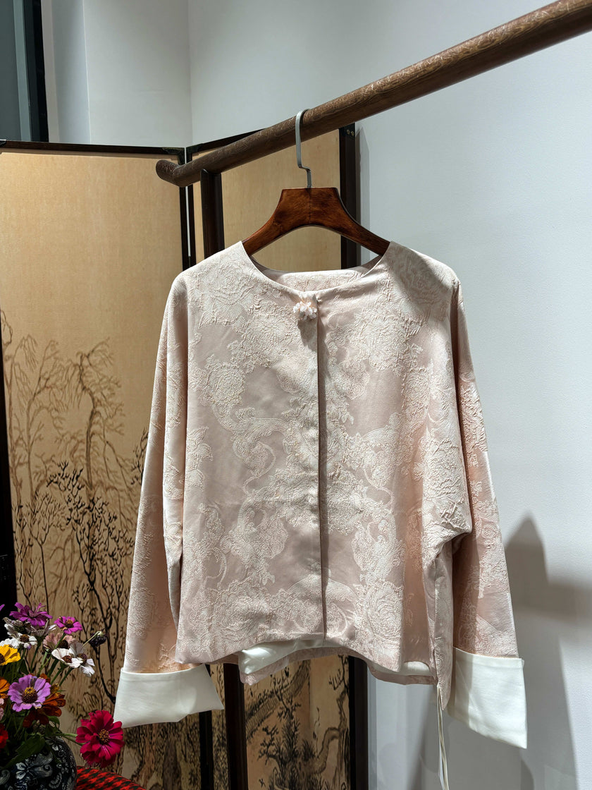 Pink Viscose Jacquard Jacket – Graceful Modern Elegance by LUXE ORIENTA - Luxe Orienta CO., LIMITED