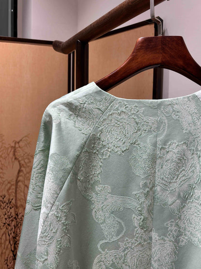 Blue Silk Brocade Jacket – Modern Chinese Elegance by LUXE ORIENTA - Luxe Orienta CO., LIMITED