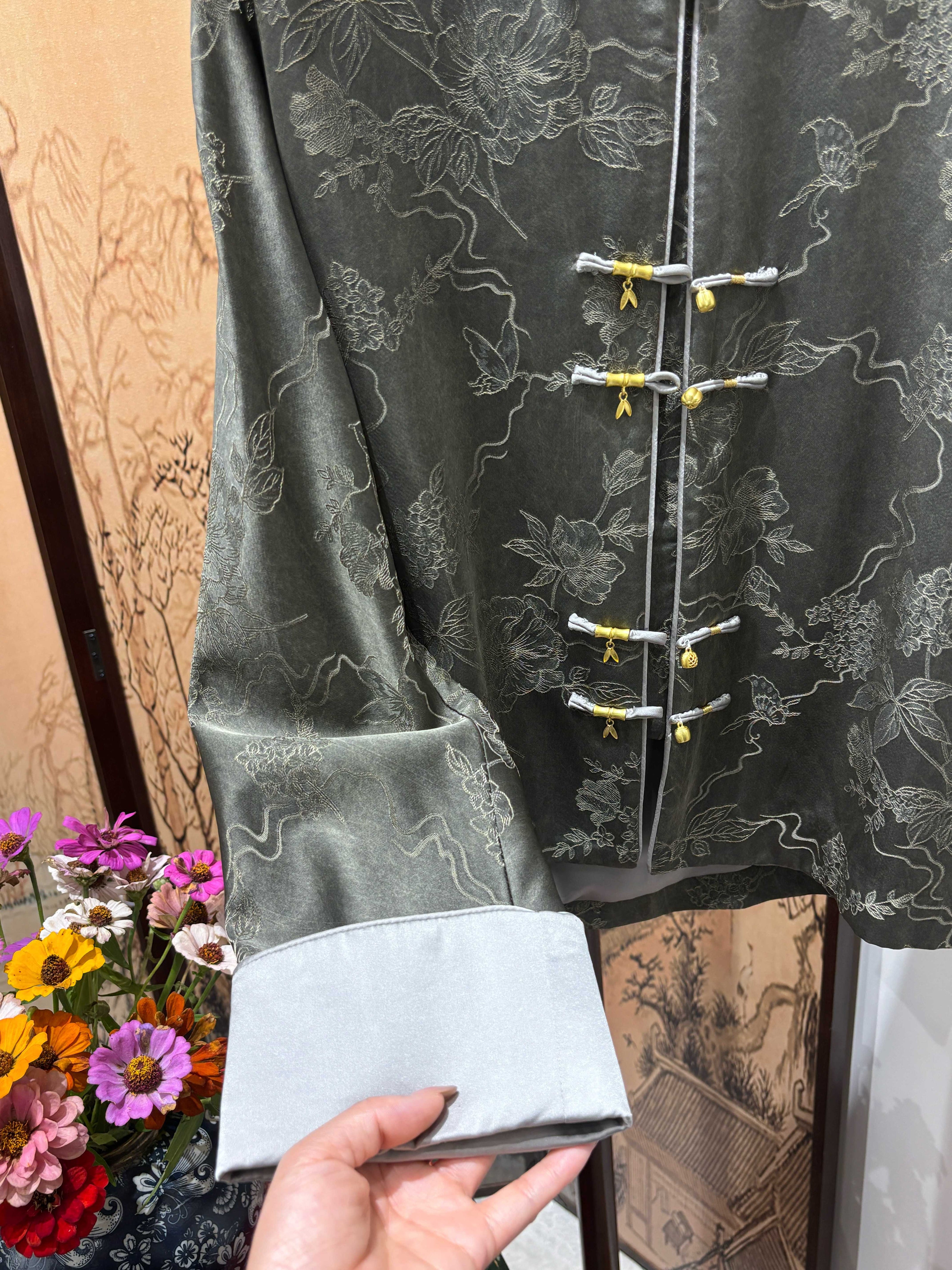 Advanced Grey Viscose Jacquard Jacket – Subtle Modern Sophistication by LUXE ORIENTA - Luxe Orienta CO., LIMITED