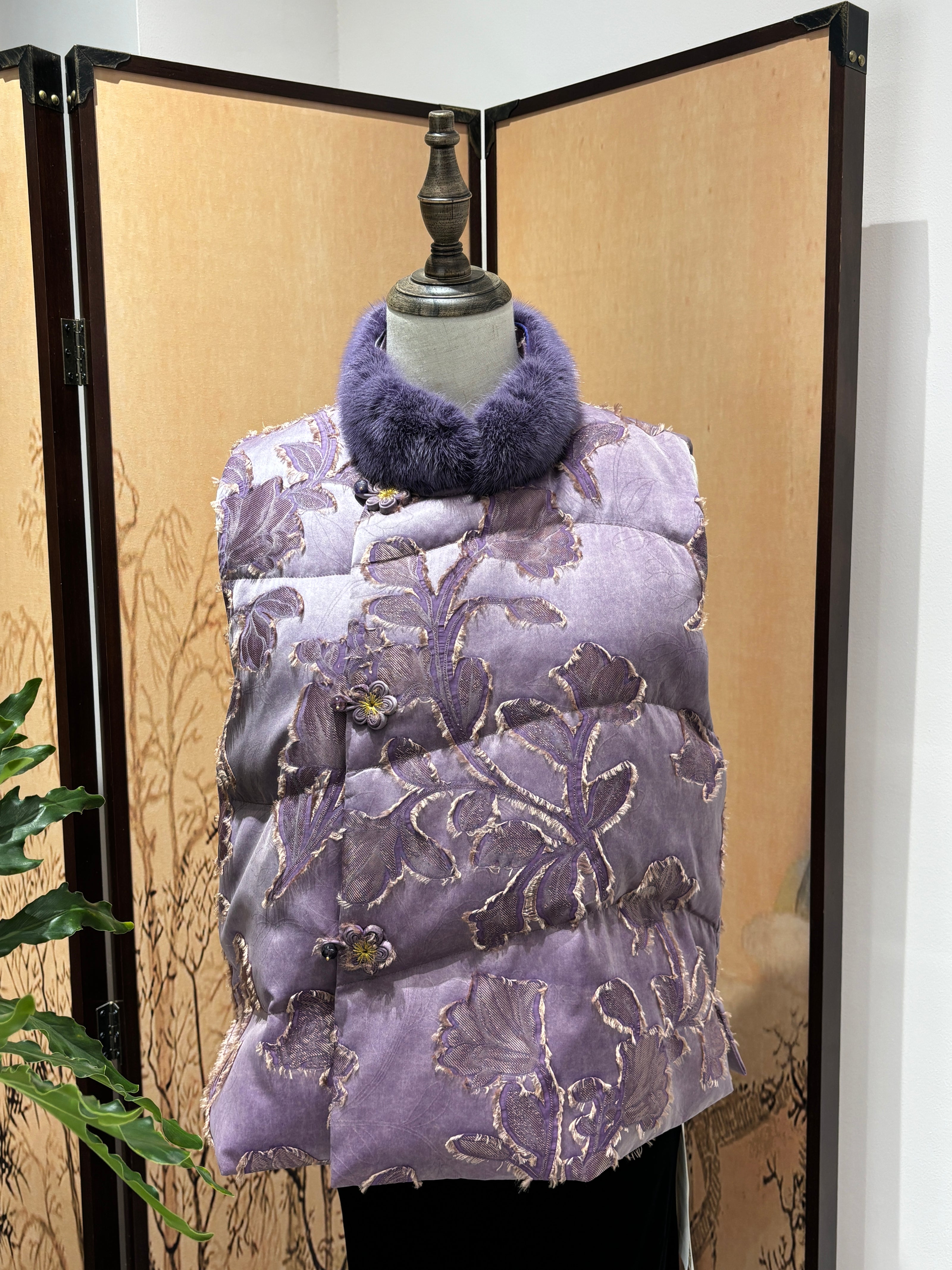 Lavender Goose Down & Mink Fur Vest - Luxe Orienta CO., LIMITED