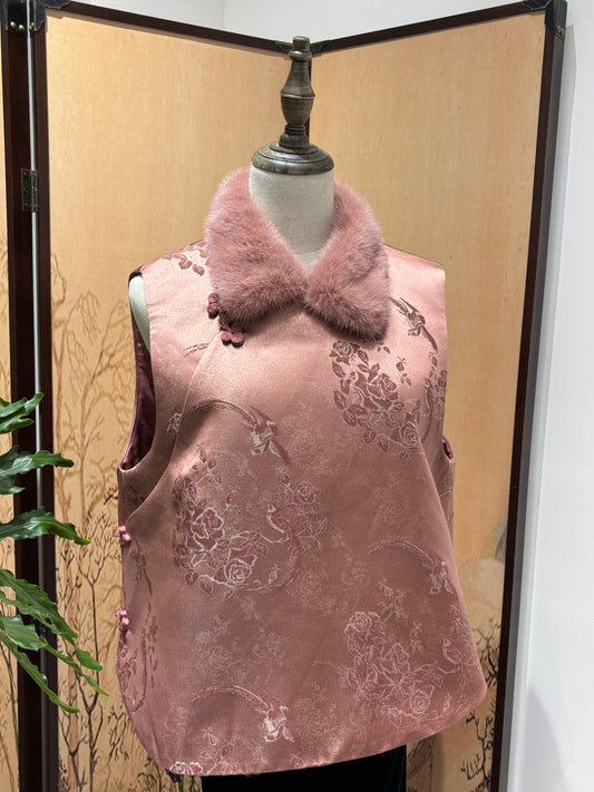 Blush Mulberry Silk Mink Vest - Luxe Orienta CO., LIMITED