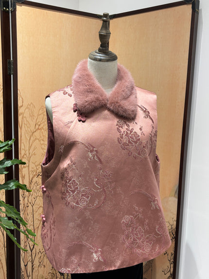 Blush Mulberry Silk Mink Vest - Luxe Orienta CO., LIMITED