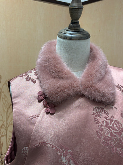Blush Mulberry Silk Mink Vest - Luxe Orienta CO., LIMITED