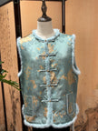 Azure Xiangyunsha Silk Mink Vest - Luxe Orienta CO., LIMITED