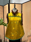 Golden Mulberry Silk Mink Vest with Pomegranate Motif - Luxe Orienta CO., LIMITED