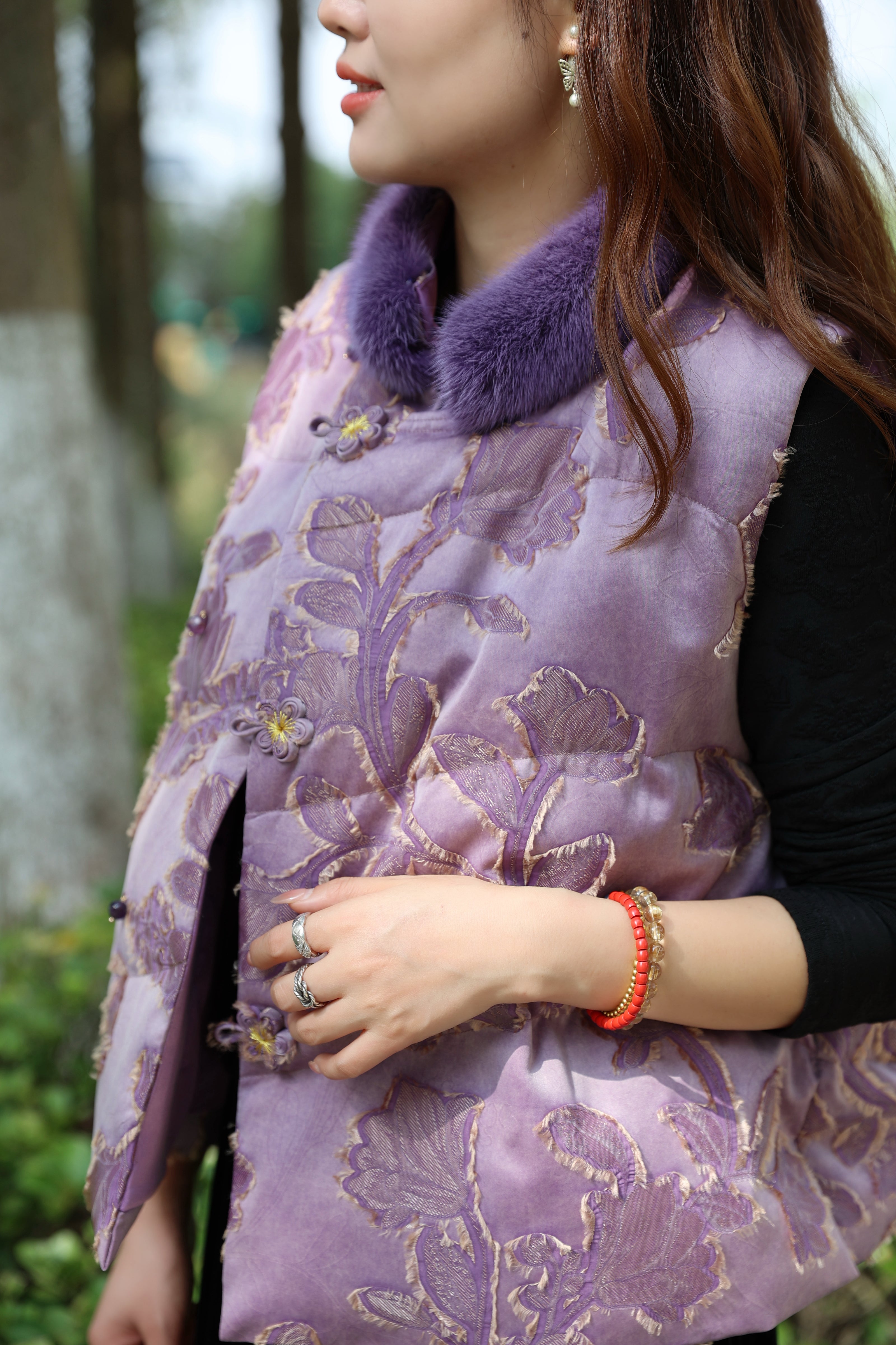 Lavender Goose Down & Mink Fur Vest - Luxe Orienta CO., LIMITED