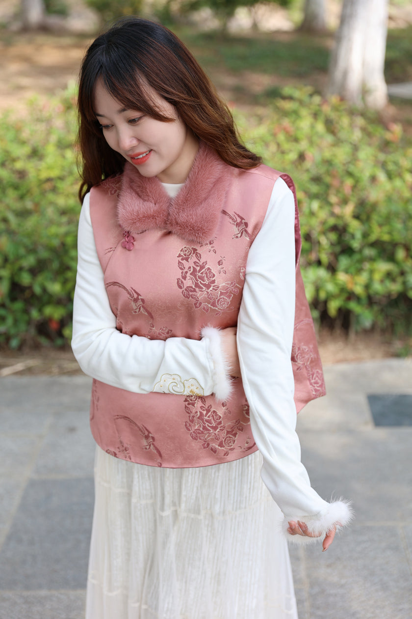 Blush Mulberry Silk Mink Vest - Luxe Orienta CO., LIMITED