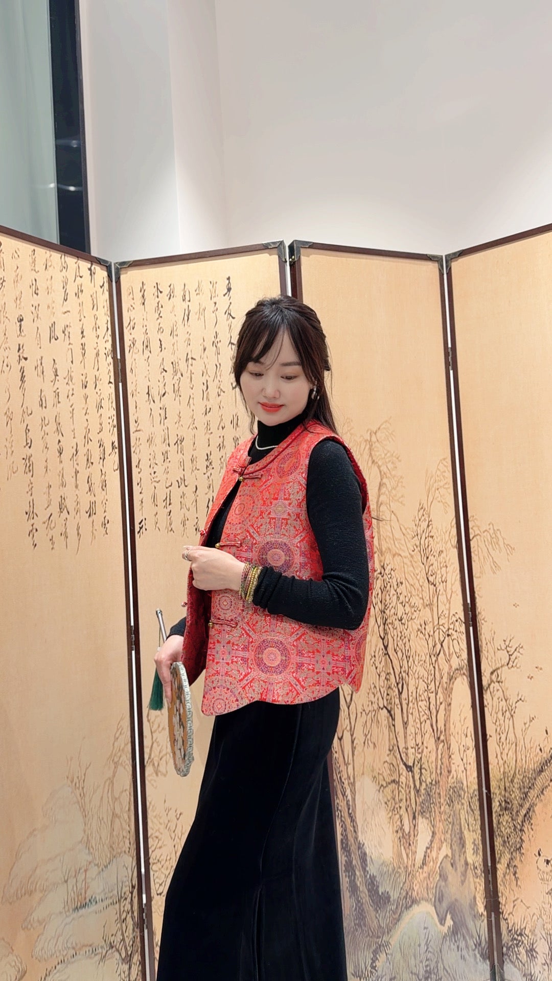 Red Song Brocade Vest with Knot Buttons | Modern Chinese Heritage - Luxe Orienta CO., LIMITED