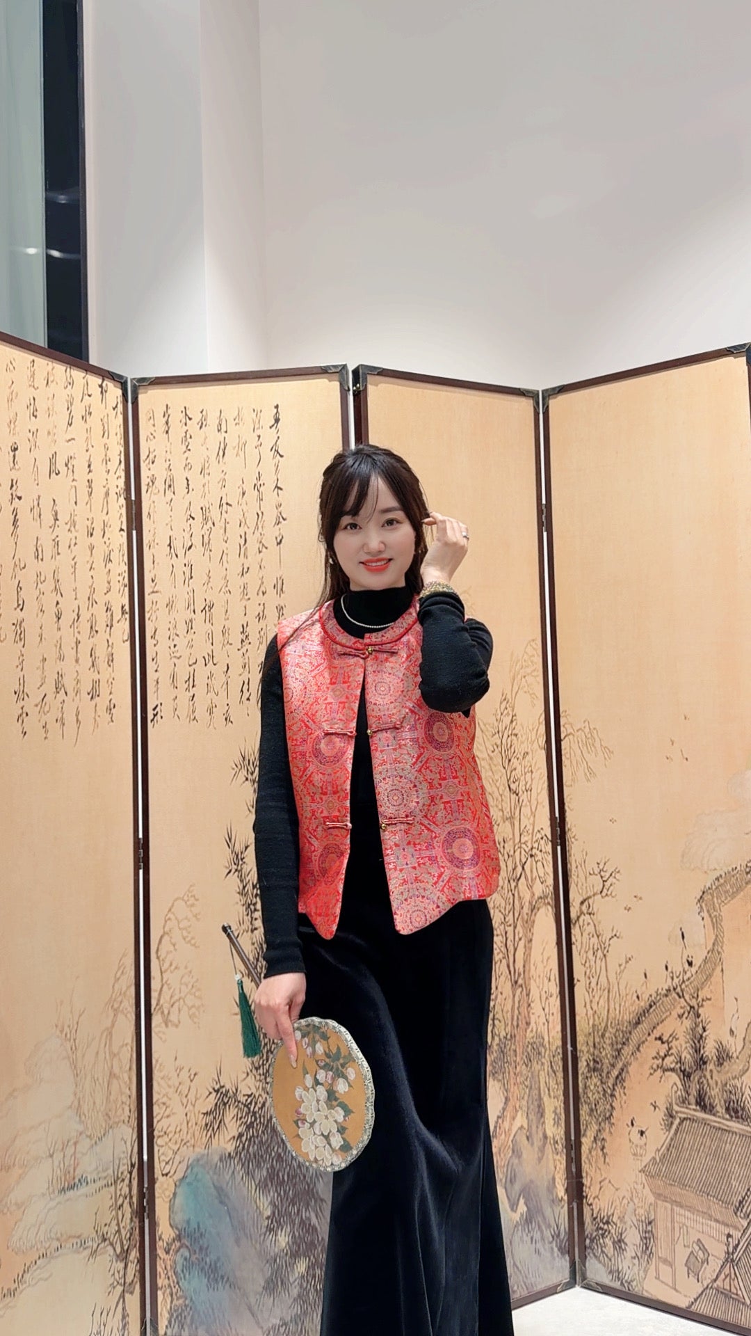 Red Song Brocade Vest with Knot Buttons | Modern Chinese Heritage - Luxe Orienta CO., LIMITED