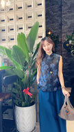 Blue Xiangyunsha Mulberry Silk Top | LUXE ORIENTA Timeless Eastern Elegance - Luxe Orienta CO., LIMITED