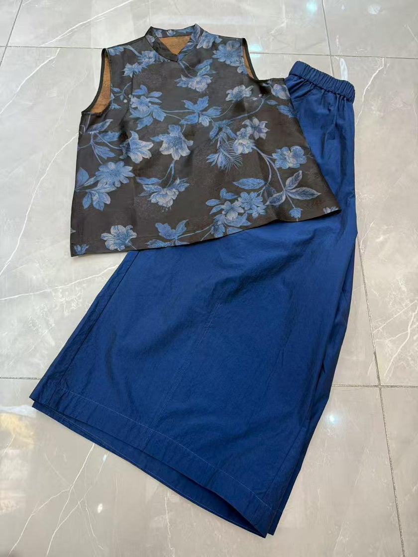 Blue Xiangyunsha Mulberry Silk Top | LUXE ORIENTA Timeless Eastern Elegance - Luxe Orienta CO., LIMITED