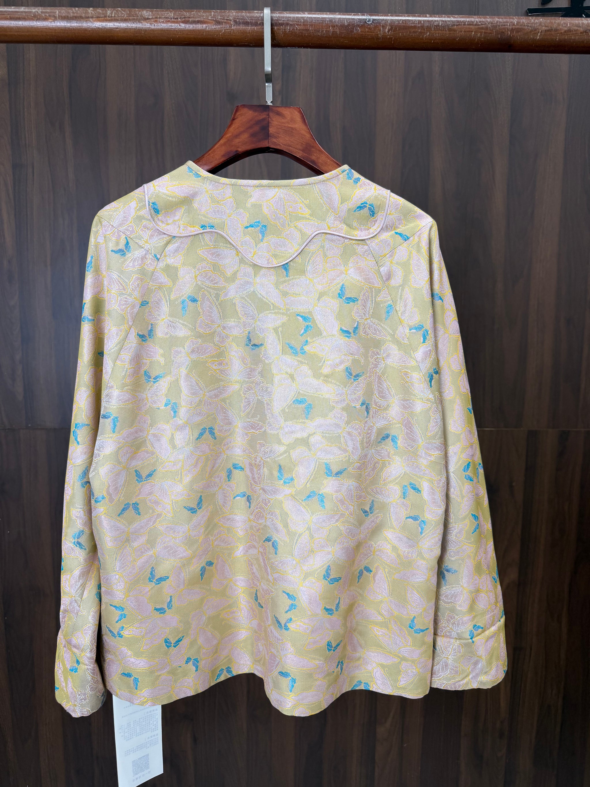 Pink Song Brocade Mulberry Silk Butterfly Jacket | Modern Chinese Frog Button Coat - Luxe Orienta CO., LIMITED