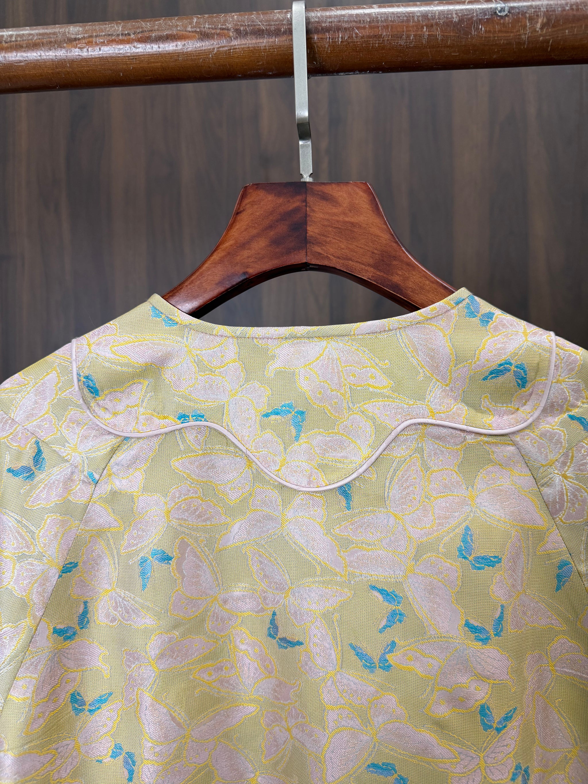 Pink Song Brocade Mulberry Silk Butterfly Jacket | Modern Chinese Frog Button Coat - Luxe Orienta CO., LIMITED