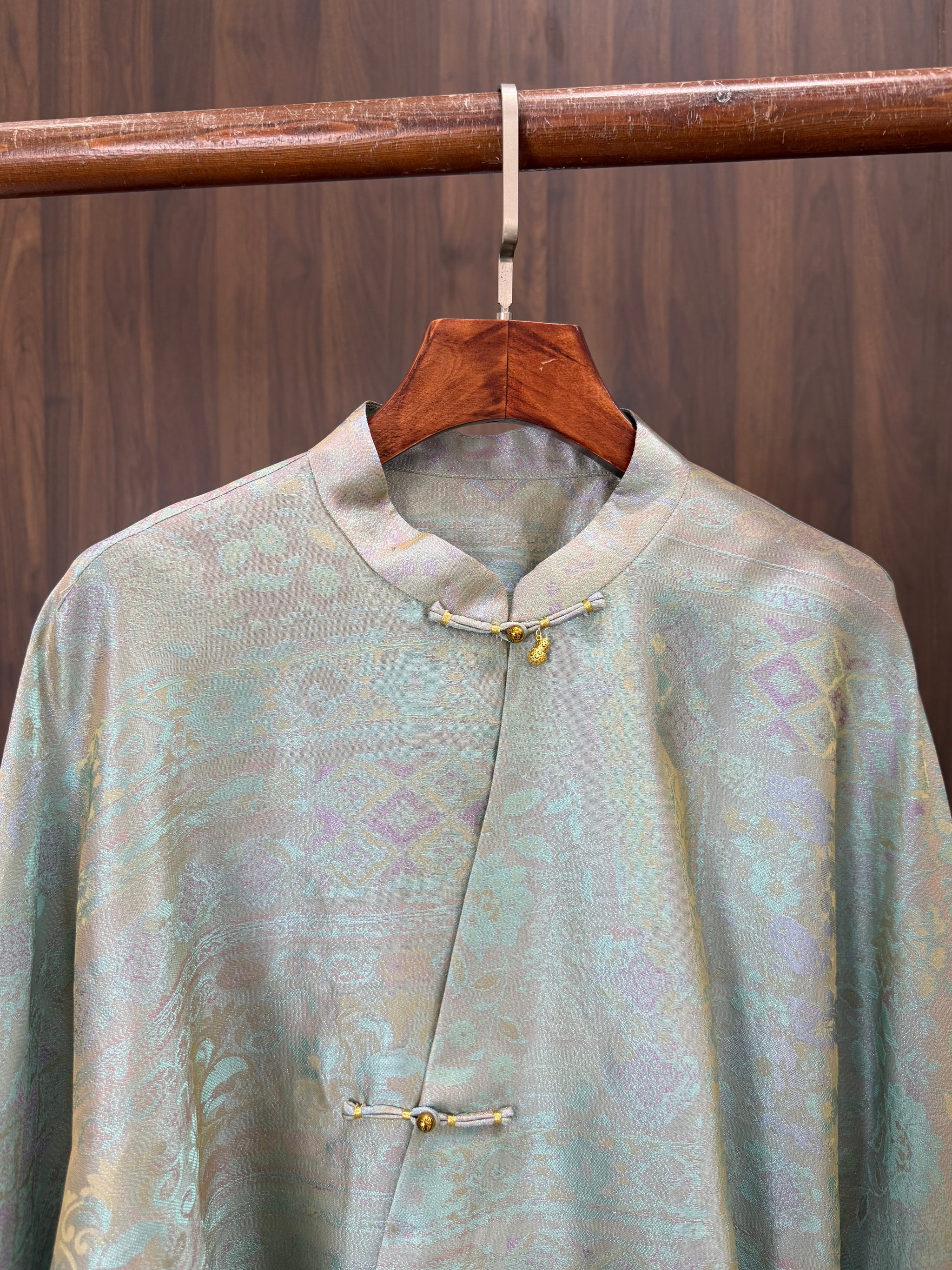 Mulberry Silk Jacquard Frog Button Blouse | Modern Chinese Silk Shirt - Luxe Orienta CO., LIMITED