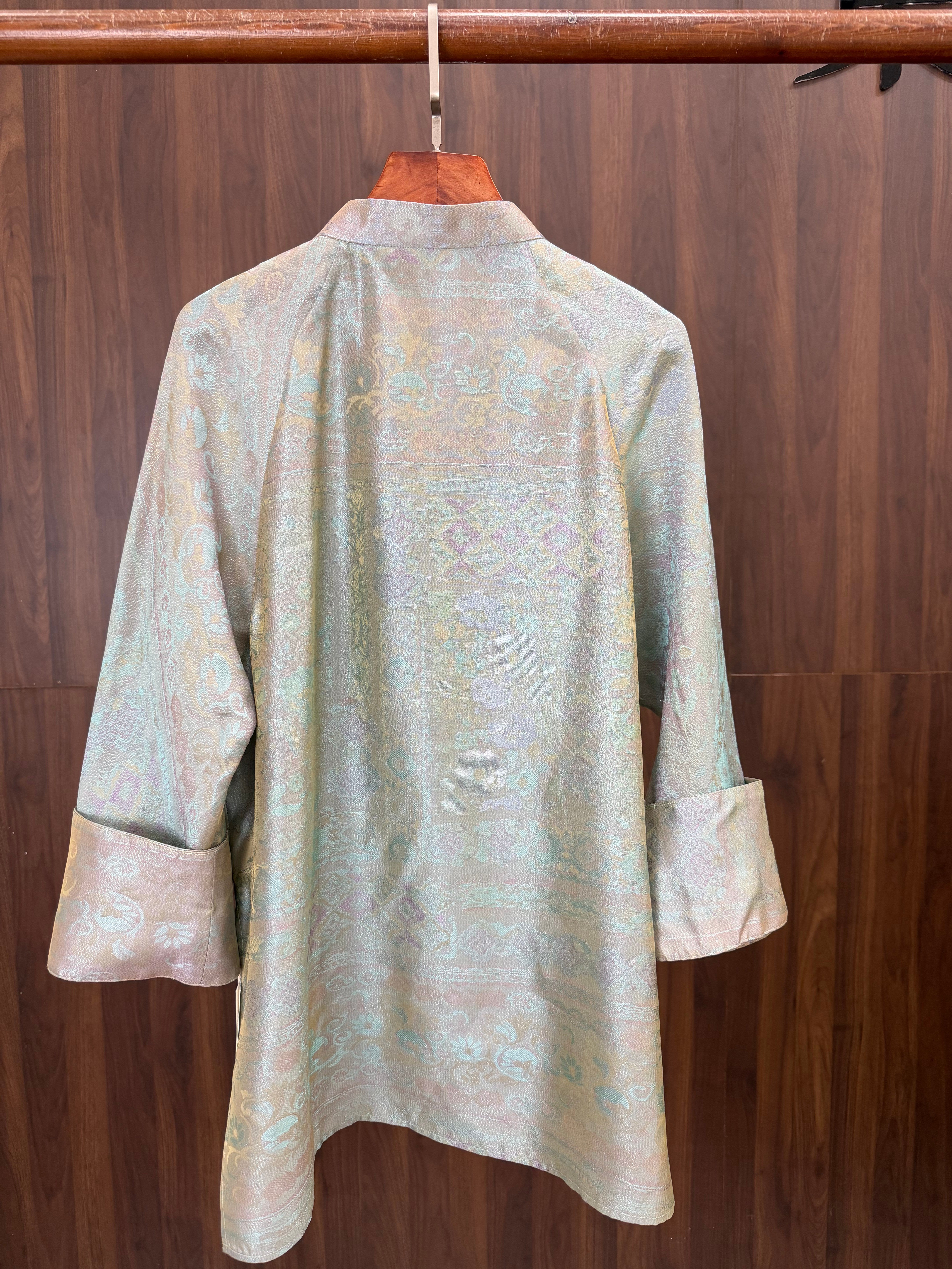 Mulberry Silk Jacquard Frog Button Blouse | Modern Chinese Silk Shirt - Luxe Orienta CO., LIMITED