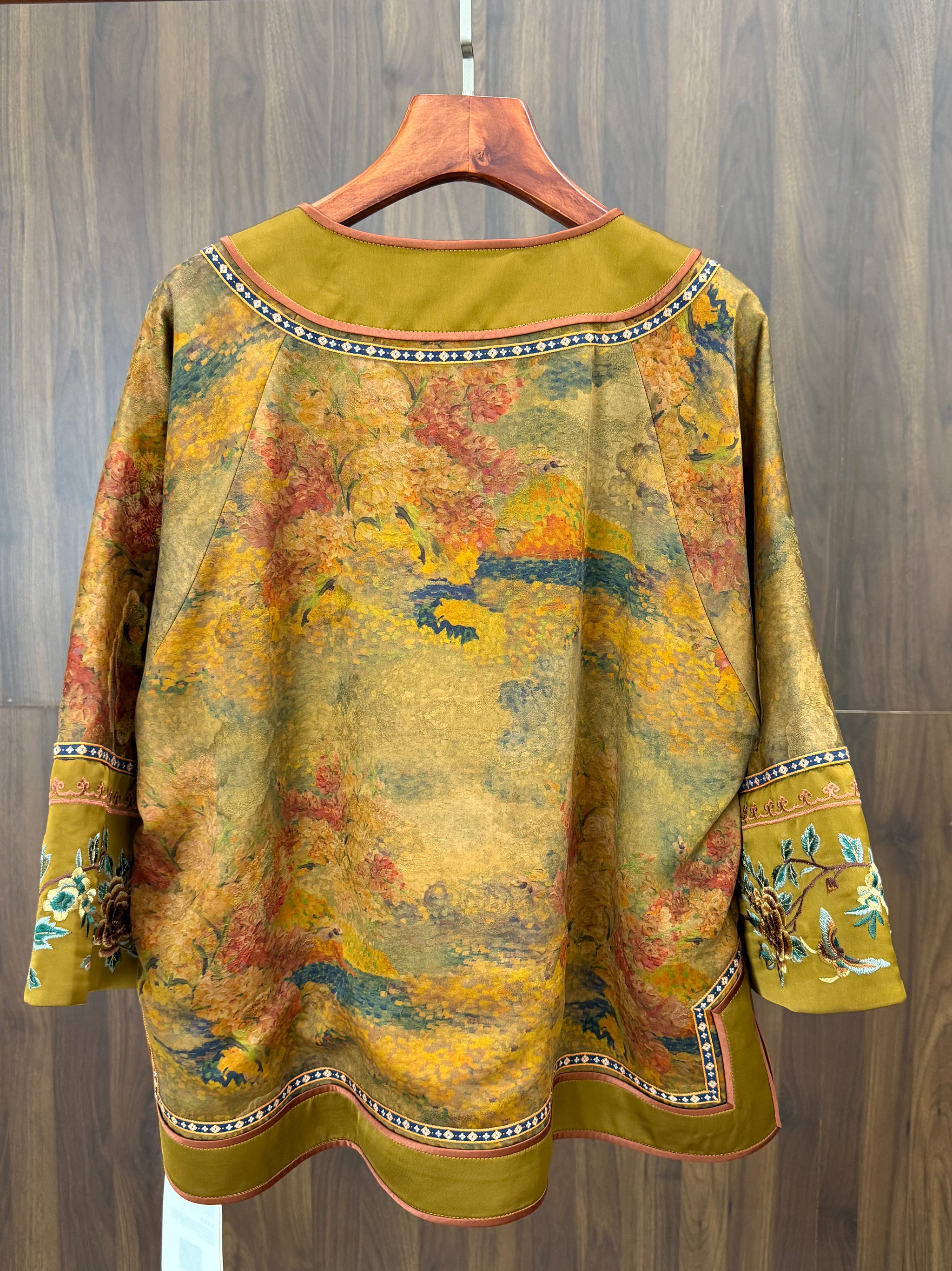 100% Mulberry Silk Printed Frog Button Jacket | Modern Chinese Embroidered Silk Top - Luxe Orienta CO., LIMITED