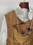 Golden Song Brocade Beaded Floral Vest | Mulberry Silk Modern Chinese Style Waistcoat - Luxe Orienta CO., LIMITED