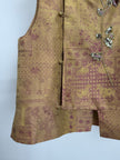 Golden Song Brocade Beaded Floral Vest | Mulberry Silk Modern Chinese Style Waistcoat - Luxe Orienta CO., LIMITED
