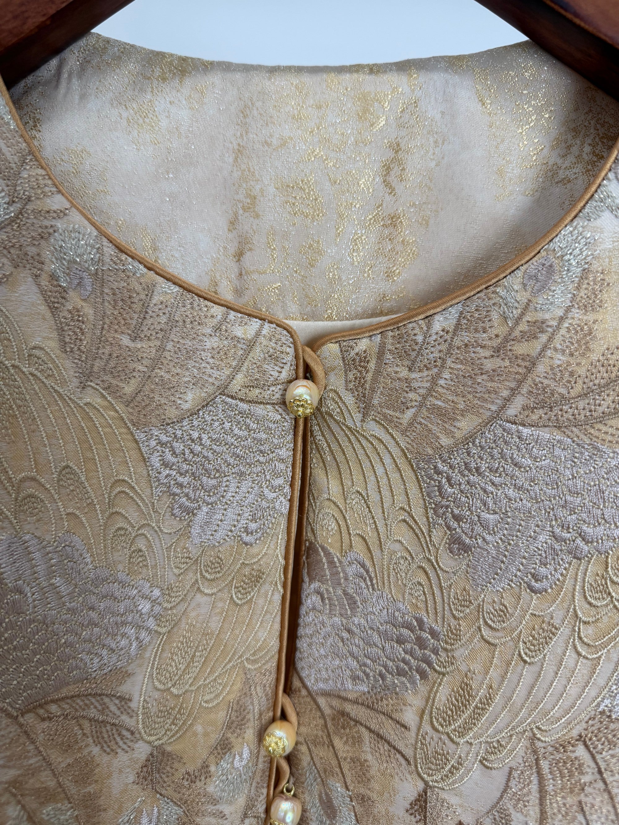 Golden Phoenix Jacquard Brocade Vest with Wave Hem | Modern Chinese Elegance - Luxe Orienta CO., LIMITED