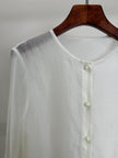 white lightweight rayon blouse modern chinese style luxe orienta