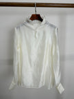 white bamboo jacquard rayon blouse stand collar modern chinese fashion luxe orienta
