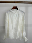 white bamboo jacquard rayon blouse stand collar modern chinese fashion luxe orienta
