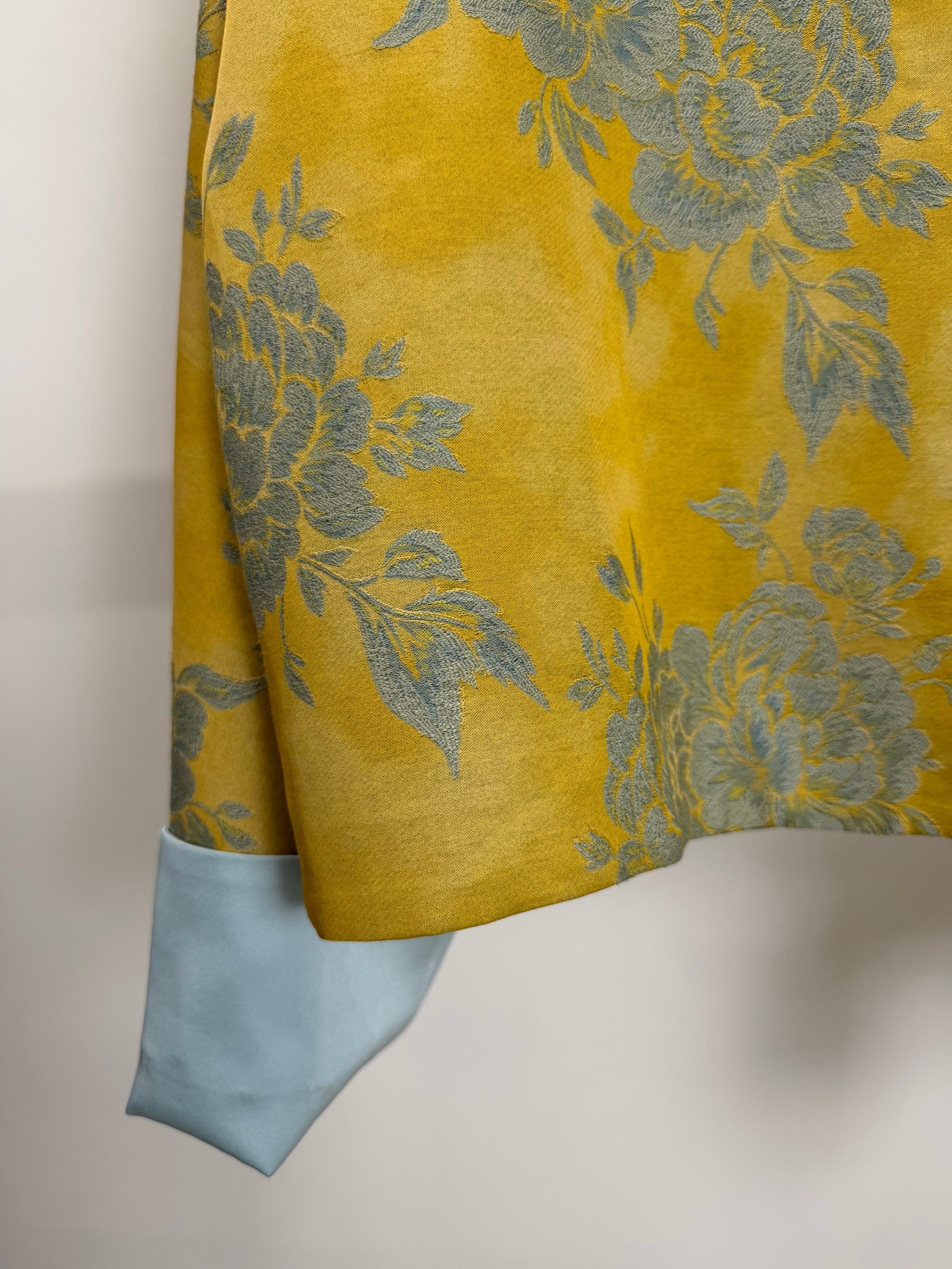 Yellow Peony Jacquard Tang Jacket with Frog Buttons | Modern Chinese Style - Luxe Orienta CO., LIMITED