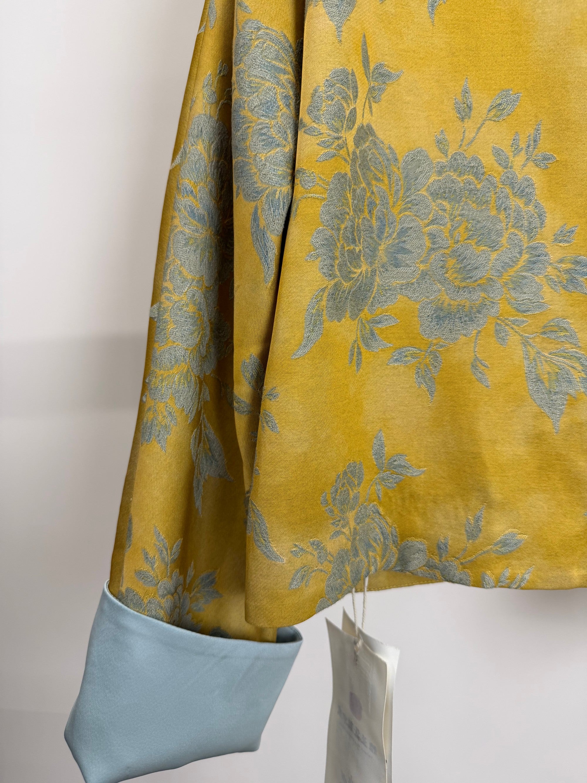 Yellow Peony Jacquard Tang Jacket with Frog Buttons | Modern Chinese Style - Luxe Orienta CO., LIMITED
