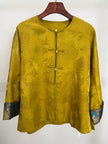 Golden Peony & Butterfly Silk Jacquard Tang Jacket | Mulberry Silk Frog Button Round Neck Jacket - Luxe Orienta CO., LIMITED