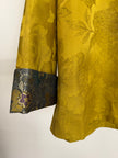 Golden Peony & Butterfly Silk Jacquard Tang Jacket | Mulberry Silk Frog Button Round Neck Jacket - Luxe Orienta CO., LIMITED