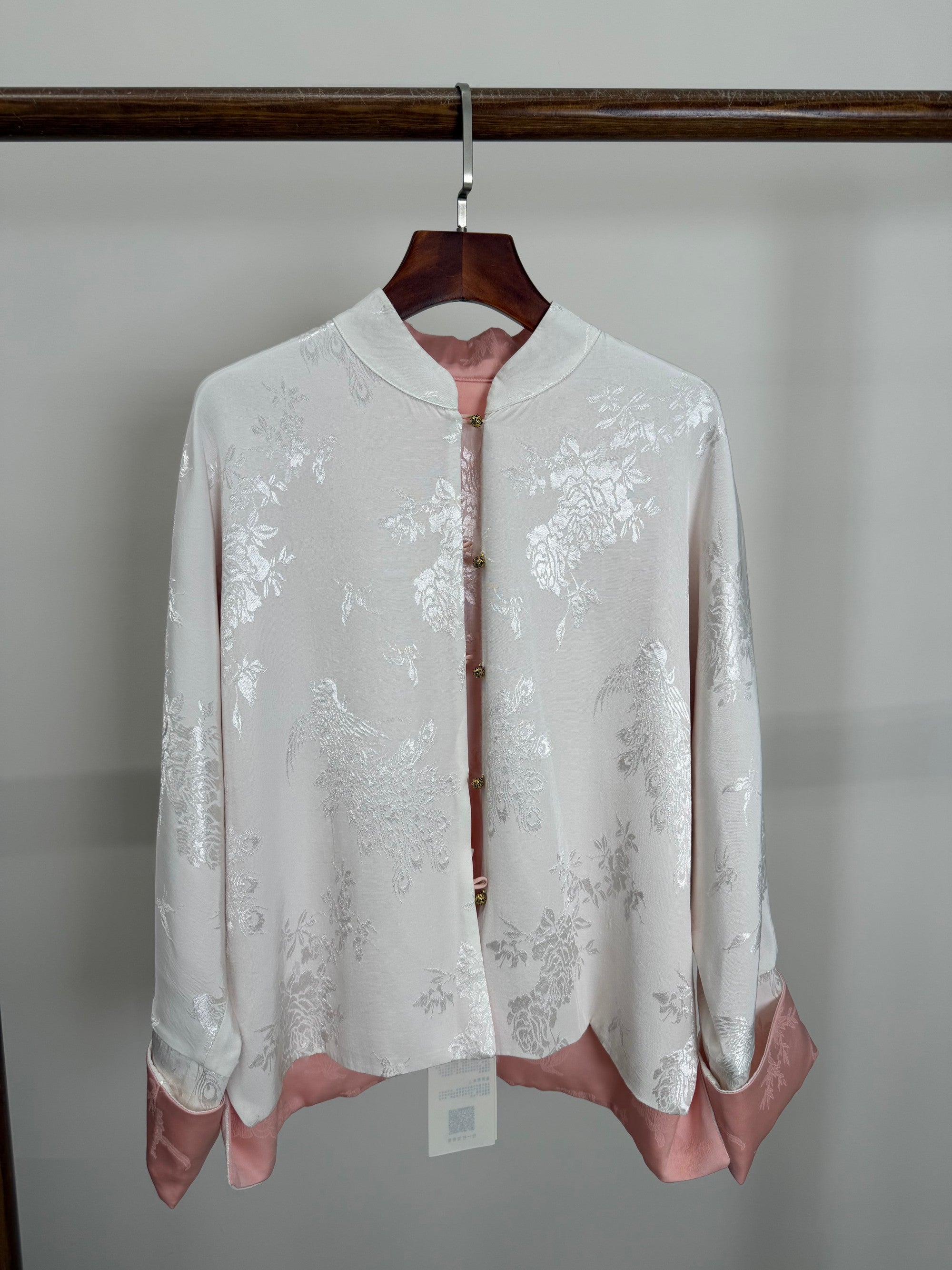 Mulberry Silk Phoenix Embroidered Reversible Tang Jacket | Modern Chinese Jacquard Blouse - Luxe Orienta CO., LIMITED