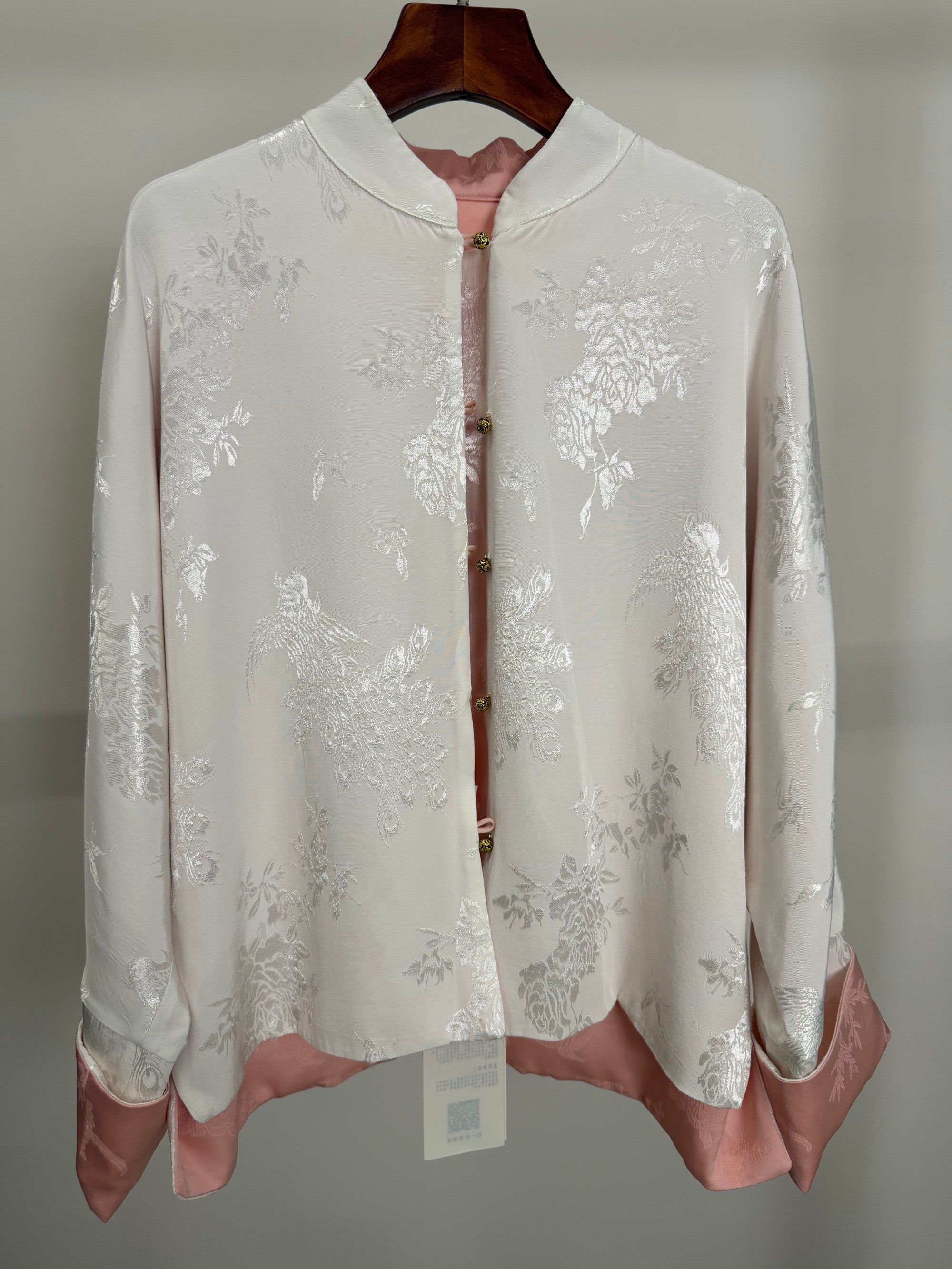Mulberry Silk Phoenix Embroidered Reversible Tang Jacket | Modern Chinese Jacquard Blouse - Luxe Orienta CO., LIMITED