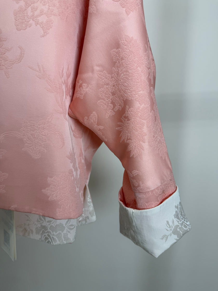 Mulberry Silk Phoenix Embroidered Reversible Tang Jacket | Modern Chinese Jacquard Blouse - Luxe Orienta CO., LIMITED