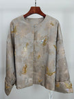 Grey Butterfly Beaded Mulberry Silk Jacket | Modern Chinese Embroidered Luxury - Luxe Orienta CO., LIMITED