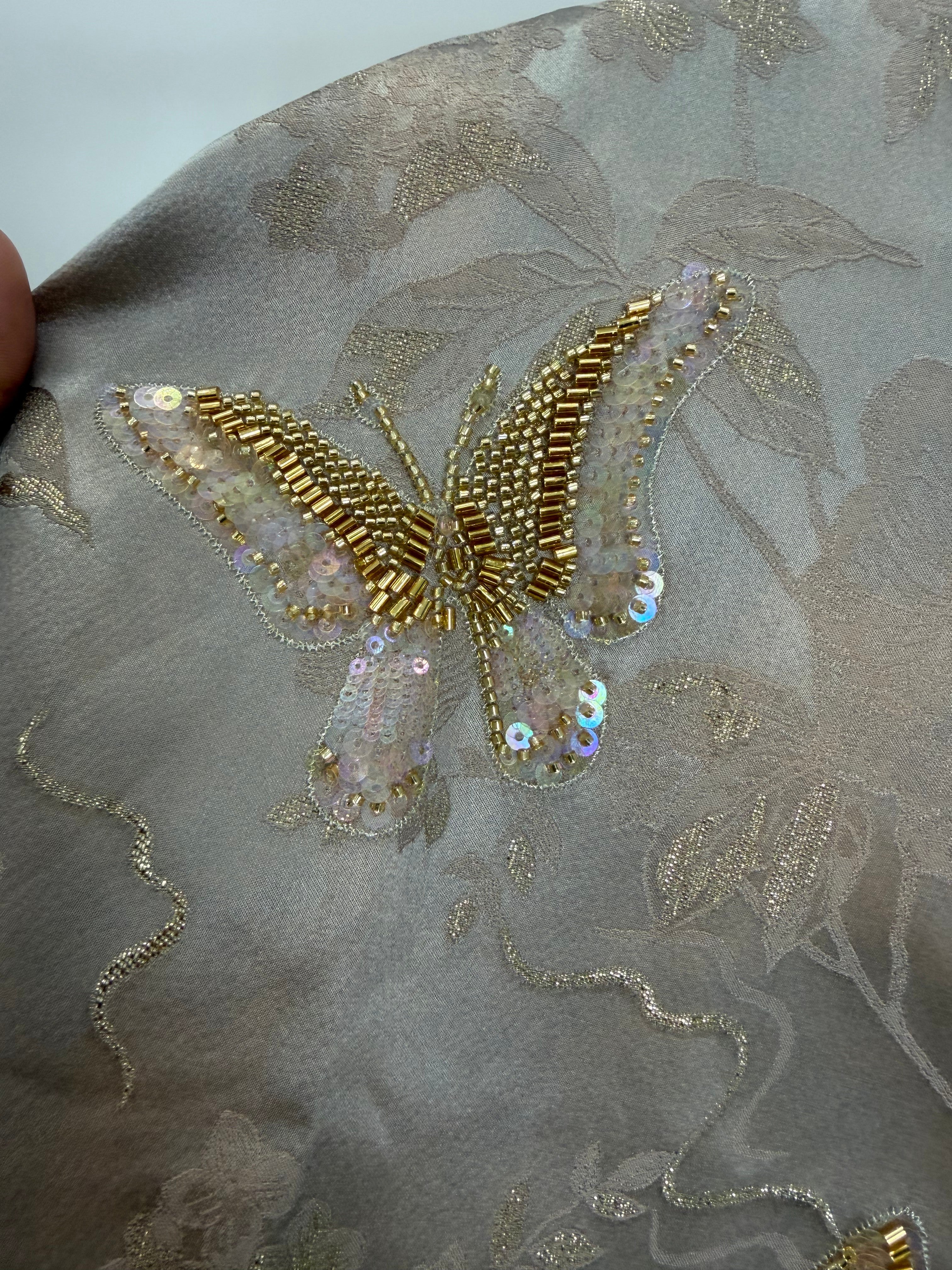 Grey Butterfly Beaded Mulberry Silk Jacket | Modern Chinese Embroidered Luxury - Luxe Orienta CO., LIMITED