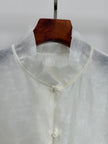 White Cloud Texture Double-Layer Blouse with Ruffle Stand Collar | Modern Chinese Style Shirt - Luxe Orienta CO., LIMITED