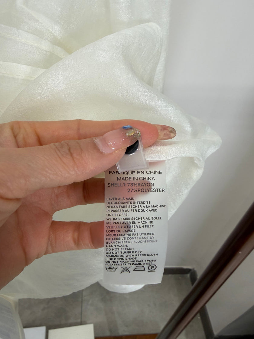 White Cloud Texture Double-Layer Blouse with Ruffle Stand Collar | Modern Chinese Style Shirt - Luxe Orienta CO., LIMITED