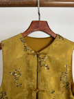 Gilded Rayon & Linen Hand-Beaded Floral Embroidered Vest | Luxe Orienta Modern Chinese Vest - Luxe Orienta CO., LIMITED