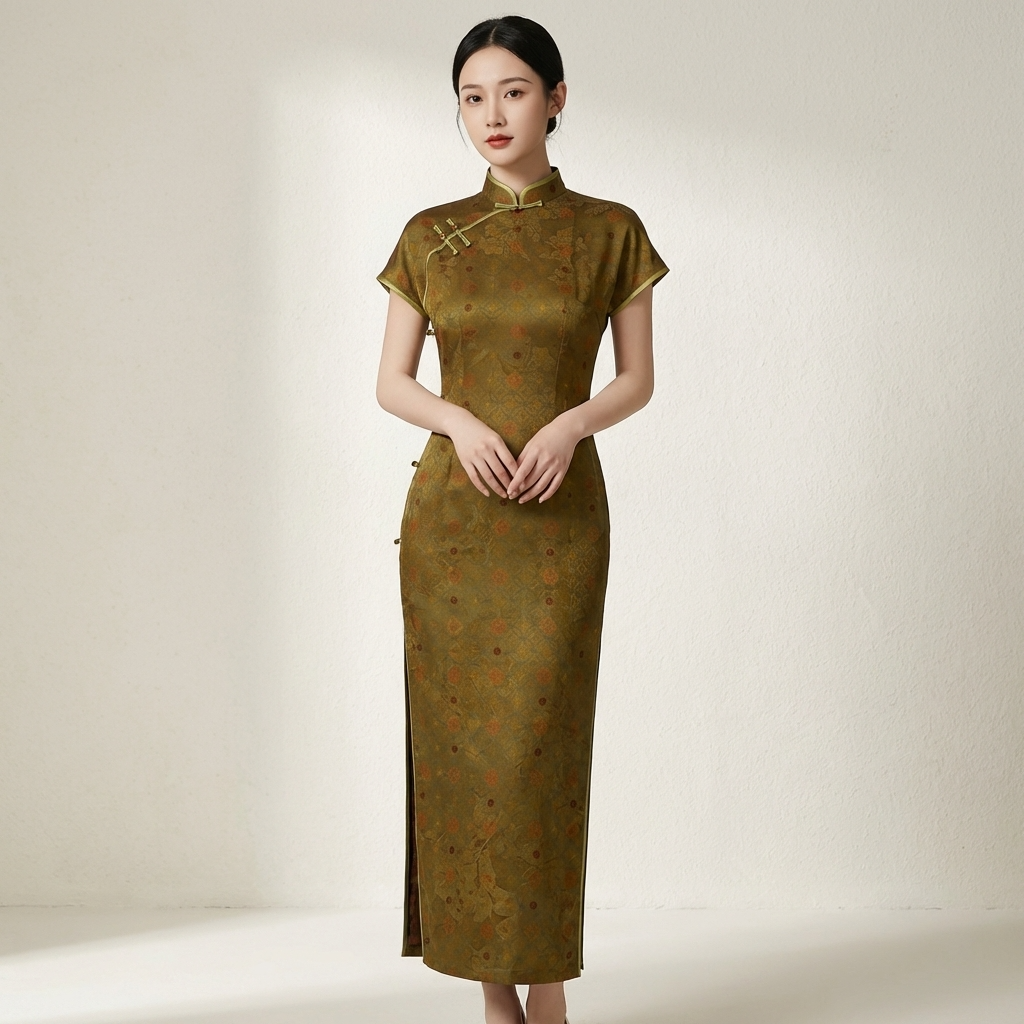 Mulberry Silk Xiangyunsha Qipao | Vintage Jacquard Cheongsam Dress - Luxe Orienta CO., LIMITED