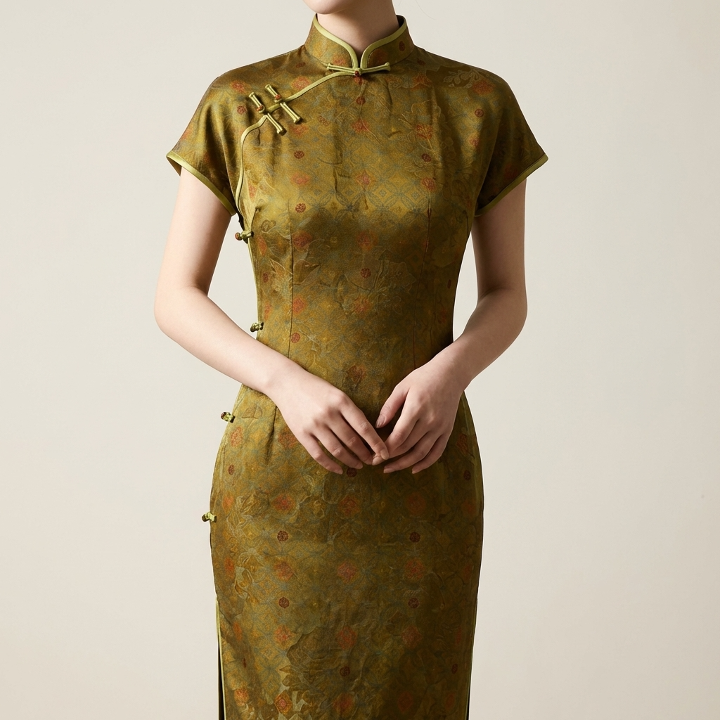 Mulberry Silk Xiangyunsha Qipao | Vintage Jacquard Cheongsam Dress - Luxe Orienta CO., LIMITED