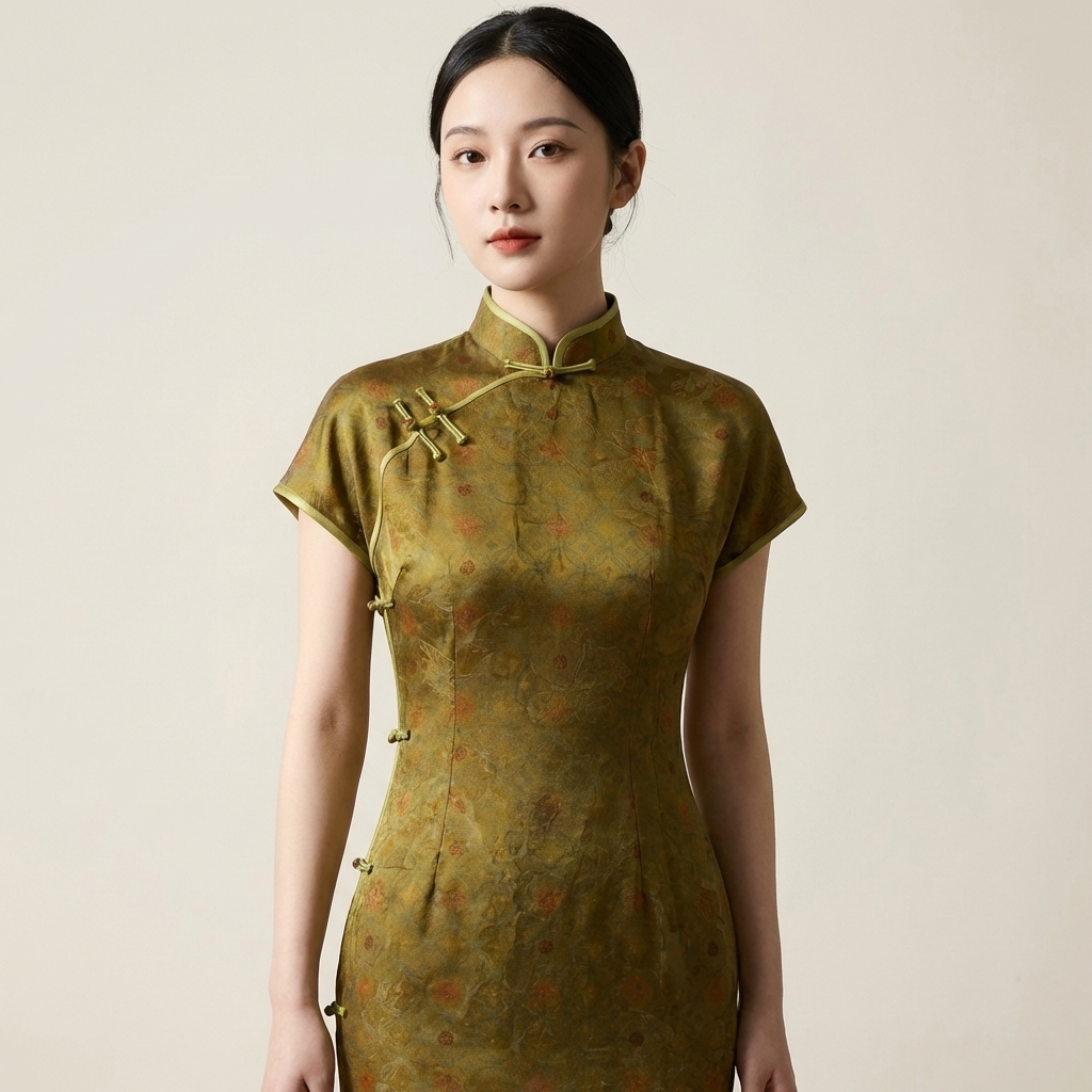 Mulberry Silk Xiangyunsha Qipao | Vintage Jacquard Cheongsam Dress - Luxe Orienta CO., LIMITED