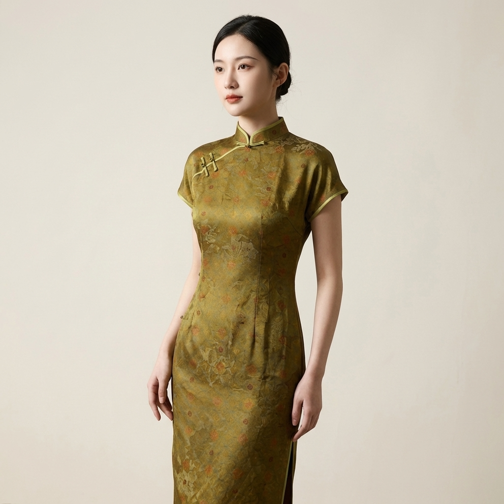 Mulberry Silk Xiangyunsha Qipao | Vintage Jacquard Cheongsam Dress - Luxe Orienta CO., LIMITED