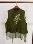 LUXE ORIENTA – French Embroidery Jacquard Layered Vest Two-Piece Set